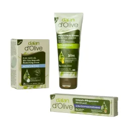 3er-Geschenkset Olive, Intensivcreme (20 ml), Feuchtigkeitscreme (60 ml) und Seife (100 g)