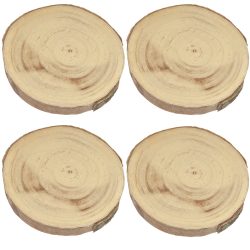 4er-Set Untersetzer aus Holz, Baumstamm Scheiben als Dekoration aus Holz, 20 x 20 x 3 cm