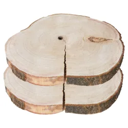 2er-Set Untersetzer aus Holz, Baumstamm Scheiben als Dekoration aus Holz, 31 x 31 x 3 cm