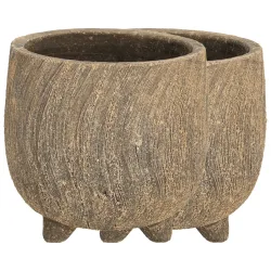2er-Set Blumentöpfe aus Keramik, Keramikschalen mit 3D-Design, anthrazit, je 19,5 x 18,5cm