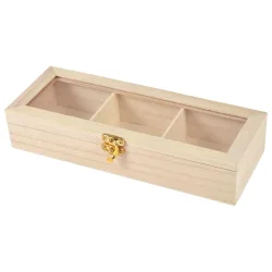 Teebeutelbox aus Holz, Kästchen für Tee mit 3 Fächern, 23 x 8,5 x 4,5 cm