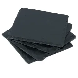 4er-Set Schiefer-Untersetzer, Glasuntersetzer in edler Optik, je 10 x 10 cm