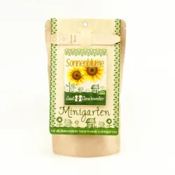 Saatgut Set für Sonnenblumen, Samen mit Gartenerde, Saatgut, Anleitung, Pflanzstäbchen