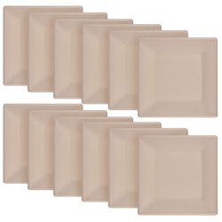Teller eckig aus Zuckerrohr 12er-Set, Teller biologisch abbaubar, 15 x 15 cm