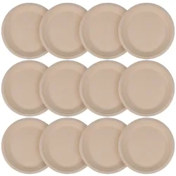 Teller rund aus Zuckerrohr 12er-Set, Teller biologisch abbaubar, 18 x 18 cm