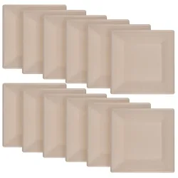 Teller eckig aus Zuckerrohr 12er-Set, Teller biologisch abbaubar, 20 x 20 cm