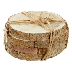Untersetzer aus Holz 4er-Set, Baumstamm Scheiben als Dekoration, je 12 x 2 x 12 cm