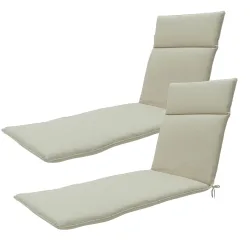 Liegen-Auflagen 2er-Set natur, Polsterauflagen wasserabweisend, beige, 190 x 60 cm