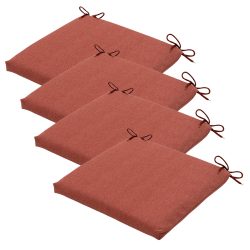Stuhlkissen Outdoor 4er-Set Bändchen, Sitzkissen wasserabweisend, terra, je 40 x 40 cm