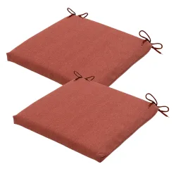 Stuhlkissen Outdoor 2er-Set Bändchen, Sitzkissen wasserabweisend, terra, je 40 x 40 cm