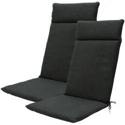 Hochlehner-Auflage 2er-Set, Gartenstuhlkissen wasserabweisend, dunkelgrau, 120 x 50 cm