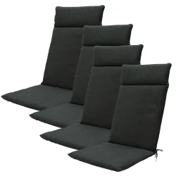 Hochlehner-Auflage 4er-Set, Gartenstuhlkissen wasserabweisend, dunkelgrau, 120 x 50 cm