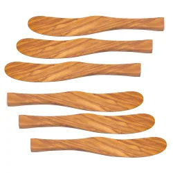 Buttermesser, Streichmesser, 17 cm, Olivenholz, 6er-Set