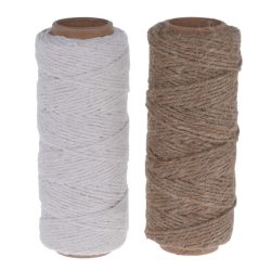 Schnur 2er-Set zum Basteln und Befestigen, Deko Schnur, weiss, braun, 60 + 40 m Länge