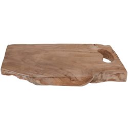 Schneidebrett Teakholz, natürliche Form, Servierbrett, 42 x 26 x 3 cm