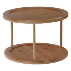 Servierplatte aus Bambus, Etagere 2-stufig und um 360° drehbar, braun, Ø 25 x H 17,5 cm
