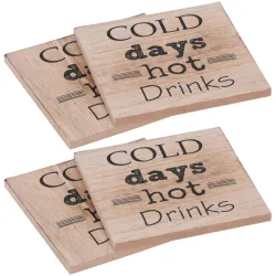 Tischuntersetzer aus Holz 4er-Set, Glasuntersetzer, 11,2 x 12,5 x 2,8 cm