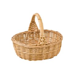 Kinderkorb aus Vollweide, Blumenkorb mit Tragehenkel, braun, 22 x 16 x 9/19 cm