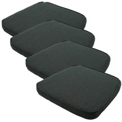 Stuhlkissen Outdoor 4er-Set, Sitzkissen wasserabweisend, dunkelgrau, je 48 x 48 cm