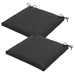 Stuhlkissen Outdoor 2er-Set Bändchen, Sitzkissen wasserabweisend, dunkelgrau, 40 x 40 cm