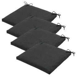 Stuhlkissen Outdoor 4er-Set Bändchen, Sitzkissen wasserabweisend, dunkelgrau, 40 x 40 cm
