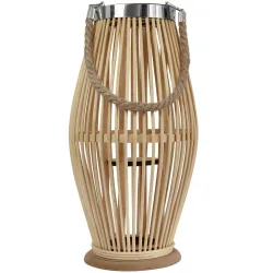 Laterne aus Bambus mit Windlicht aus Glas, natur, Ø 24 x Höhe 48 cm