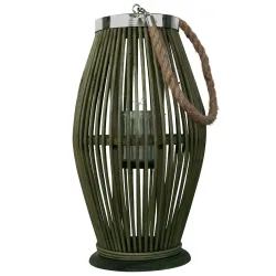 Laterne aus Bambus mit Windlicht aus Glas, grün, Ø 21 x Höhe 38 cm