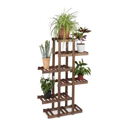 Blumenregal aus Tannenholz, Pflanzenständer mit 5 Ebenen, 125 x 81 x 25 cm, dunkelbraun