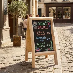 Schreibtafel mit Teakholz-Rahmen, Grosse Kreidetafel klappbar, 40 x 70 cm