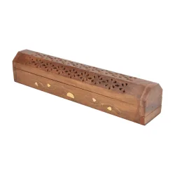 Räucherstäbchenhalter aus Holz, Räucherstäbchen Brenner mit Deckel, 30 x 5,5 cm
