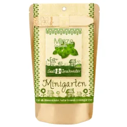 Saatgut Set Minze, Samen mit Gartenerde, Anleitung, Pflanzstäbchen