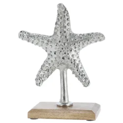 Deko Seestern, silber, maritimer Aufsteller, 22 cm