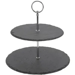 Etagere aus Schiefer mit 2 Ebenen, Ø 20/25 cm