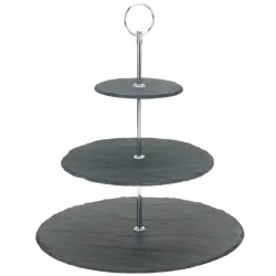 Etagere aus Schiefer mit 3 Ablagen, Höhe ca. 34 cm