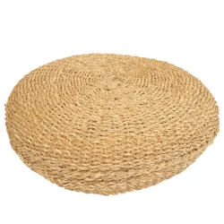 Sitzpouf gross, aus Schilf, rund, Bodenkissen, L 58 x B 58 x H 20 cm