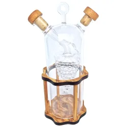 2in1 Essig- und Ölspender aus Glas und Olivenholz