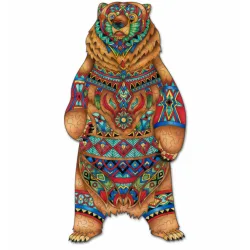 Buntes Holzpuzzle Bär, 157-Teile, Tier-Puzzle, 25 x 50 cm