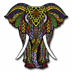 Buntes Holzpuzzle Elefant, 97-Teile, Tier-Puzzle, 30 x 30 cm