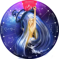 Sternzeichen Holz Puzzle Wassermann, 180 Teile, Horoskop Ø 24 cm