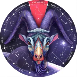 Sternzeichen Holz Puzzle Steinbock, 180 Teile, Horoskop Ø 24 cm