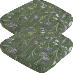 2er-Set Stuhlkissen Outdoor, Blumenmuster grün, 48 x 48 cm