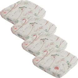 4er-Set Stuhlkissen Outdoor, Blumenmuster weiss, 48 x 48 cm