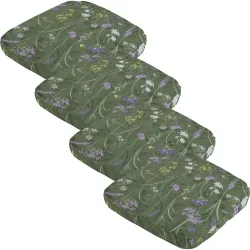 4er-Set Stuhlkissen Outdoor, Blumenmuster grün, 48 x 48 cm