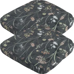 2er-Set Stuhlkissen Outdoor, Blumenmuster anthrazit, 48 x 48 cm