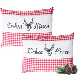 2er-Set Zirbenkissen Vichy Rot 26 x 19 cm
