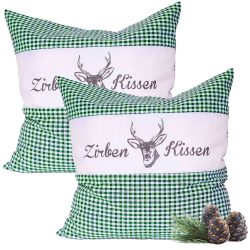 2er-Set Zirbenkissen Vichy Grün 30 x 30 cm