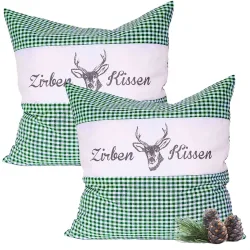 2er-Set Zirbenkissen Vichy Grün 40 x 40 cm
