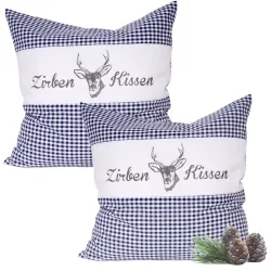 2er-Set Zirbenkissen Vichy Blau 30 x 30 cm