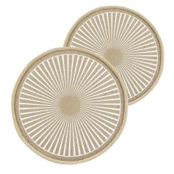 2er-Set runde Tischsets aus Jute, im Boho-Stil, braun, beige, 38 x 38 cm