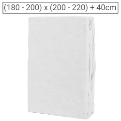 Premium Jersey Melange Fixleintuch, 100% Baumwolle, silber, 180-200 x 200-220 + 40 cm